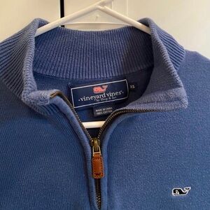 Vineyard Vines Men's Quarter Zip Blue Sweater
